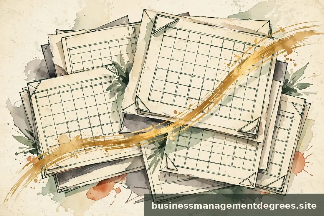 Abstract ink-drawn calendar pages and a fast-moving progress line in gold