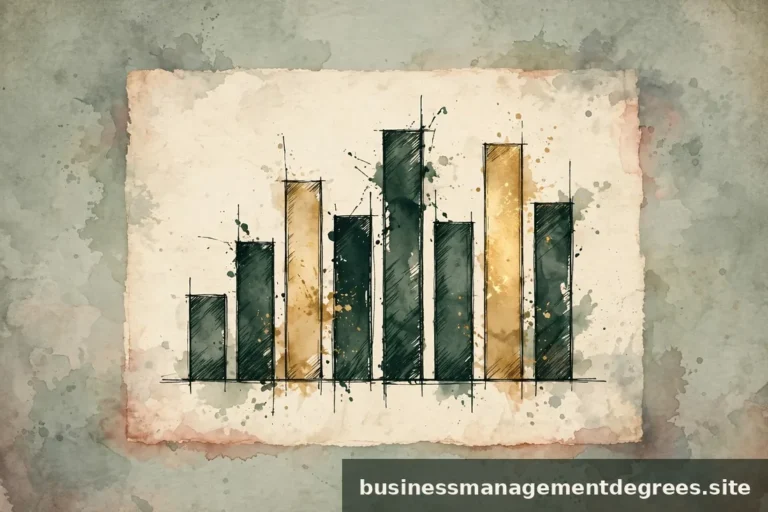 Abstract ink-drawn bar chart with gold highlights on cream paper