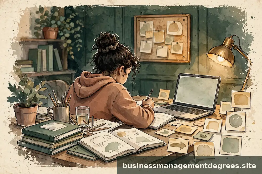 Student building a balanced college list at a desk with notebooks and a laptop